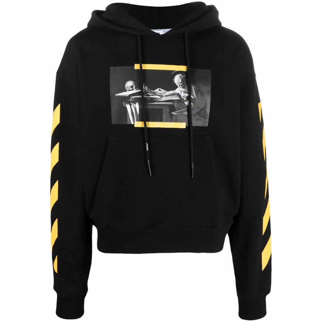 OFF-WHITE CARAVAGGIO PAINTING DIAG HOODIE BLACK