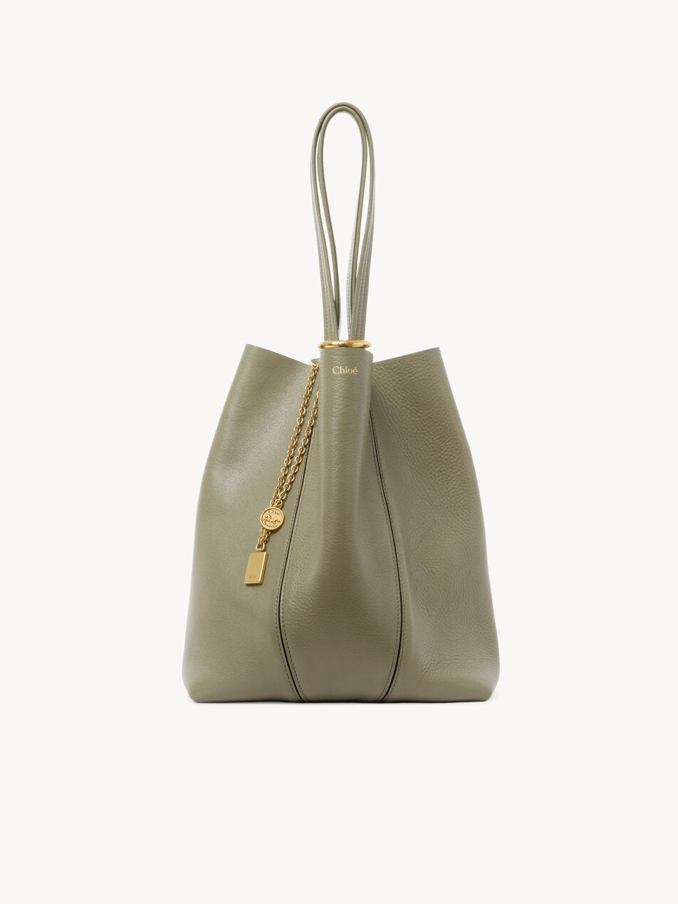 CHLOE Spin tote bag in grained leather Aloe Green