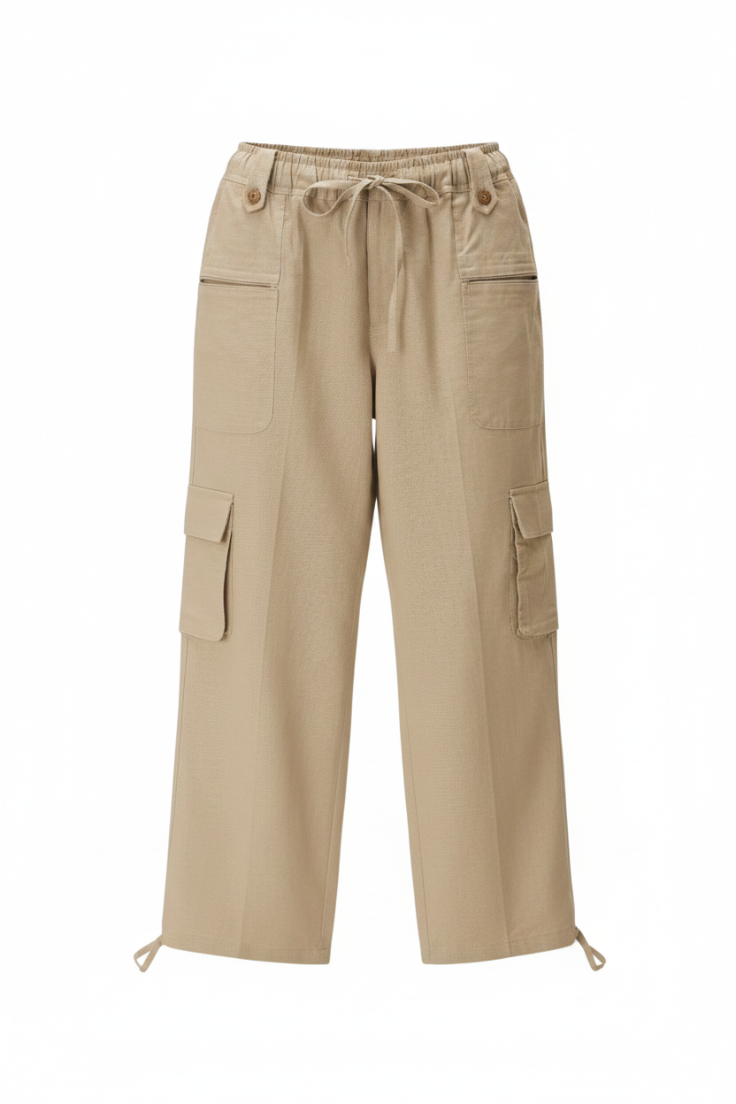 ECRU LINEN CARGOS