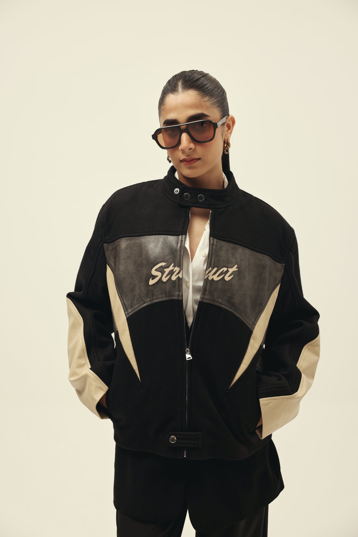 STRUCT DISTRESSED LEATHER RIDER JACKET BLACK