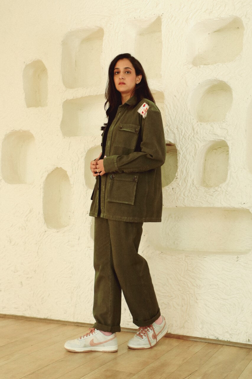 SUGGA HIGH COORD SET(OLIVE GREEN)