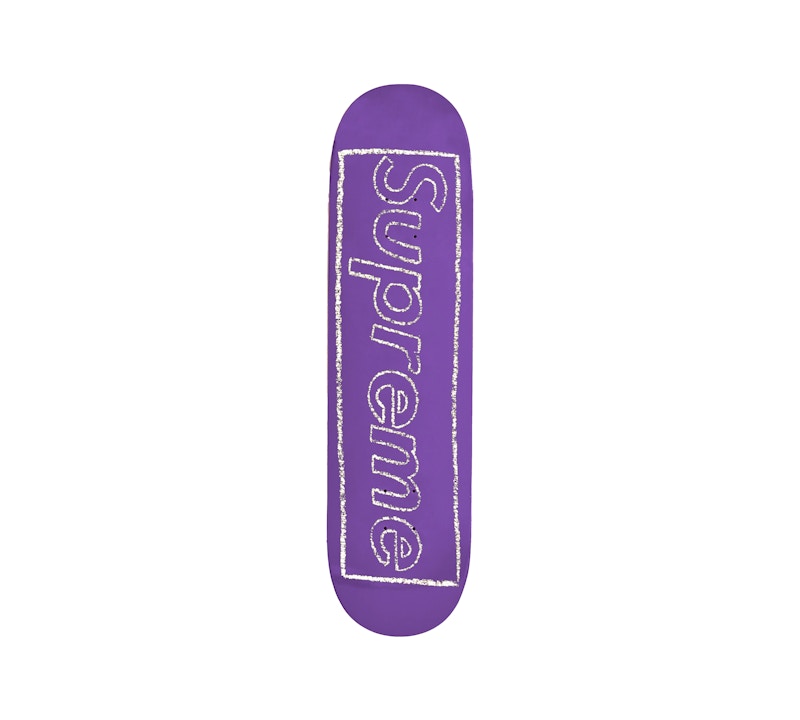 Supreme KAWS Chalk Logo Skateboard Deck Purple