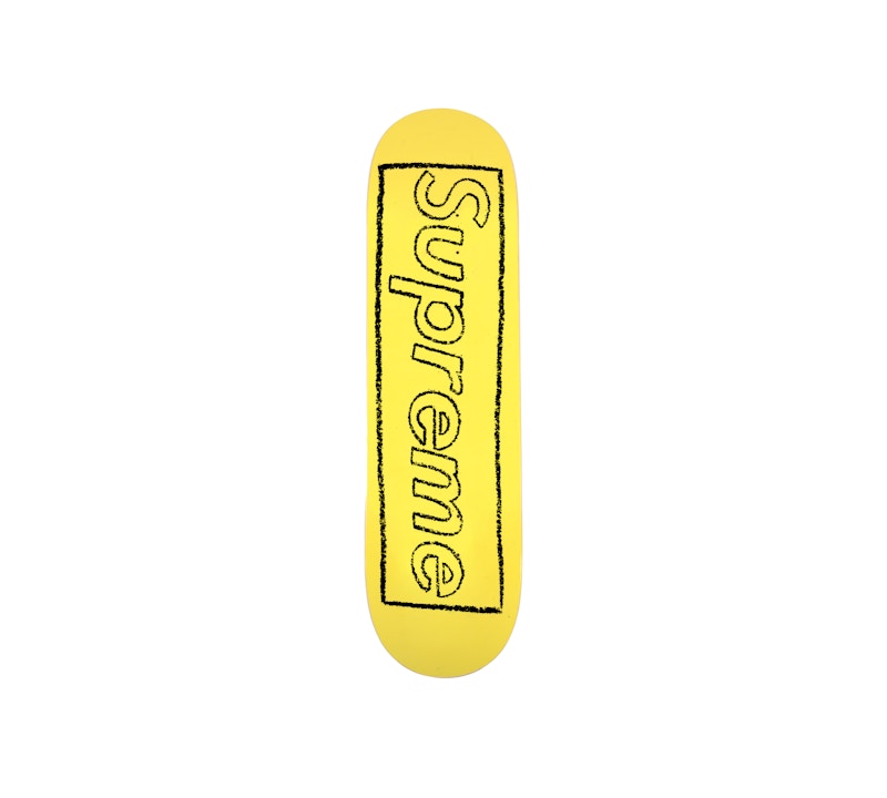 Supreme KAWS Chalk Logo Skateboard Deck Yellow
