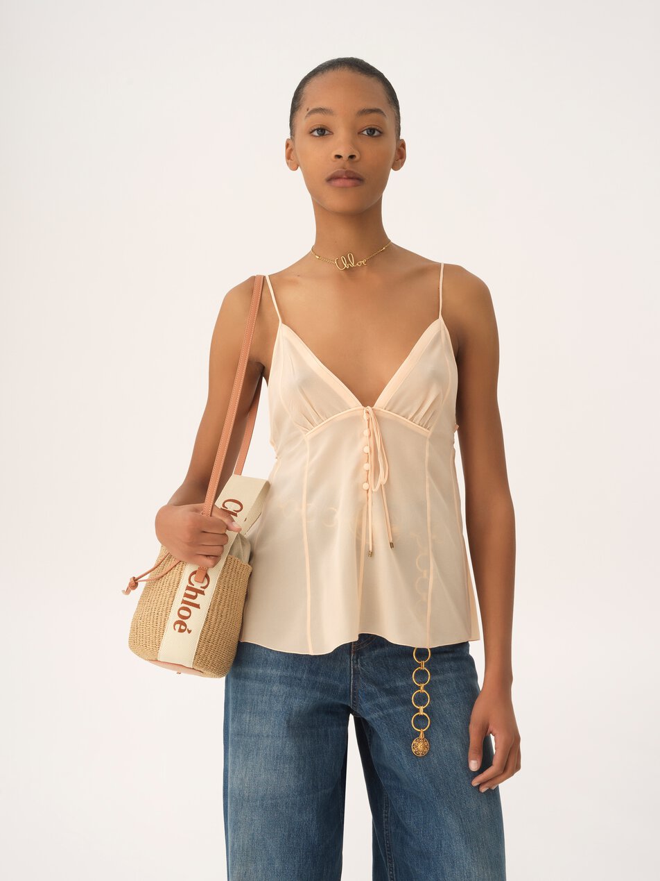 CHLOE Small Woody basket in natural fibers Wooden Orange