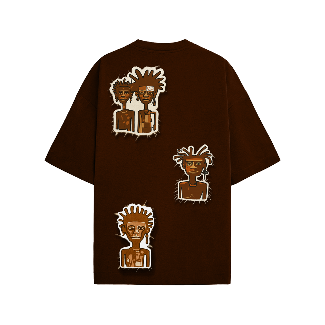 Tribal Art - Oversized T-Shirt (Coffee)
