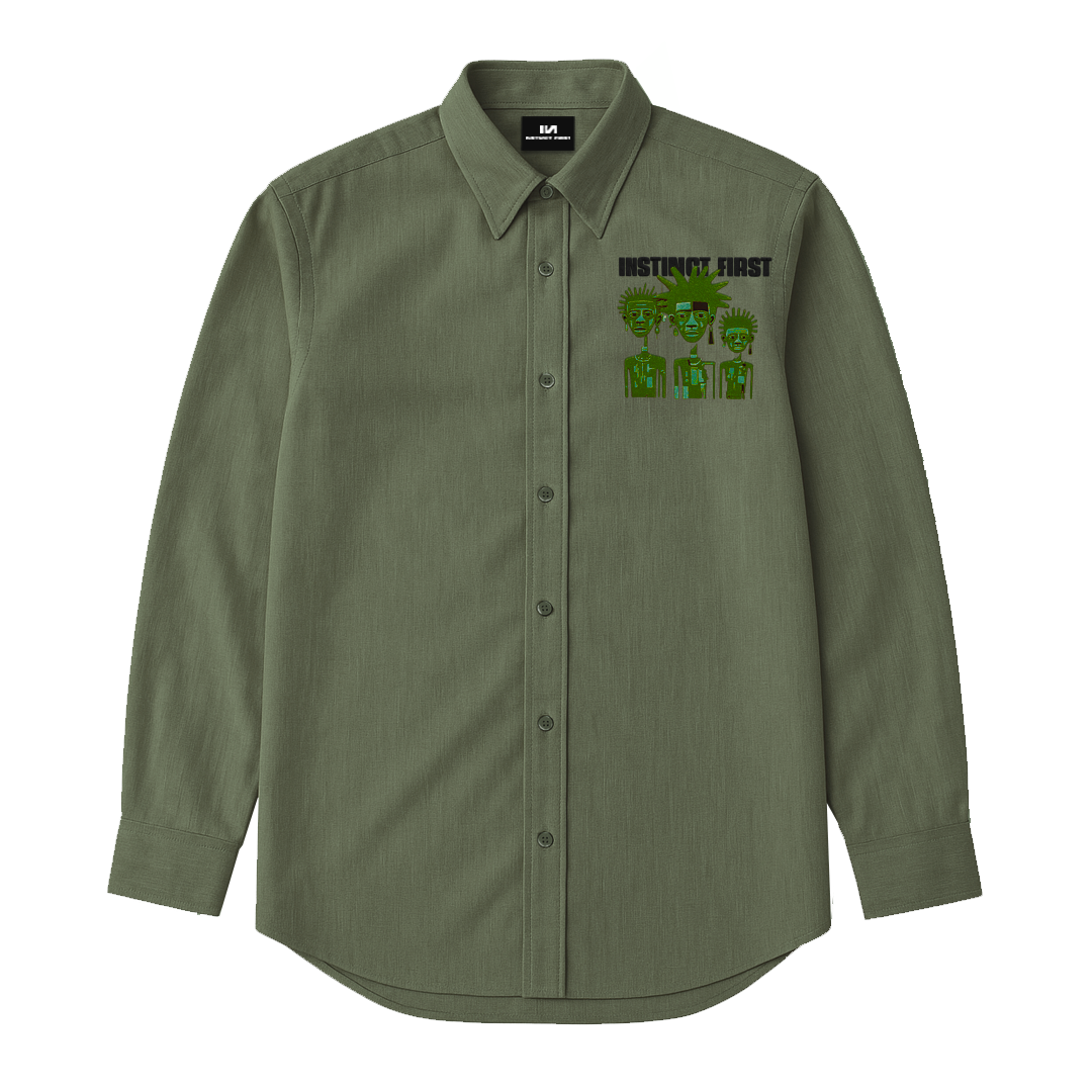 Tribal Shirt - (Olive Green)