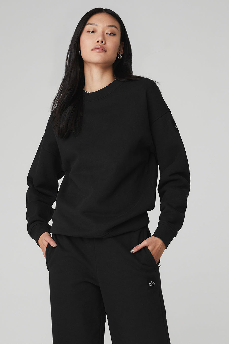 alo Renown Heavy Weight Crew Neck Pullover - Black