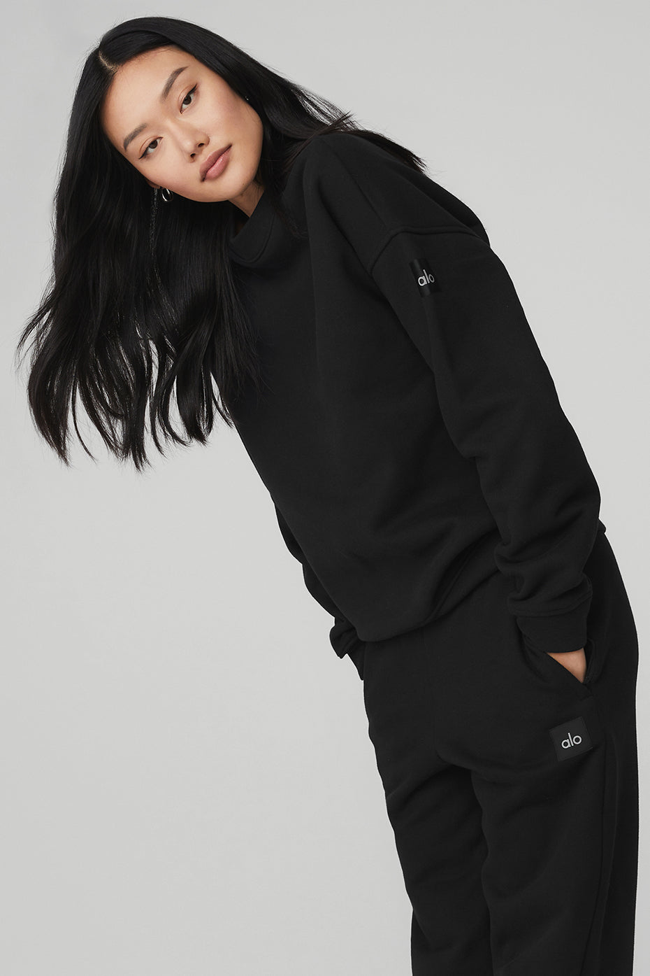 alo Renown Heavy Weight Crew Neck Pullover - Black