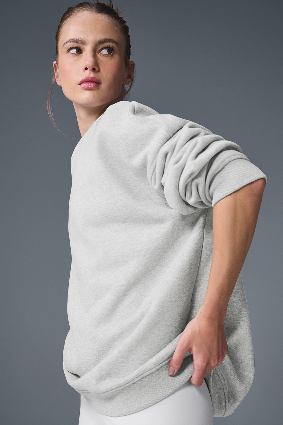 alo Renown Heavy Weight Crew Neck Pullover - Athletic Heather Grey