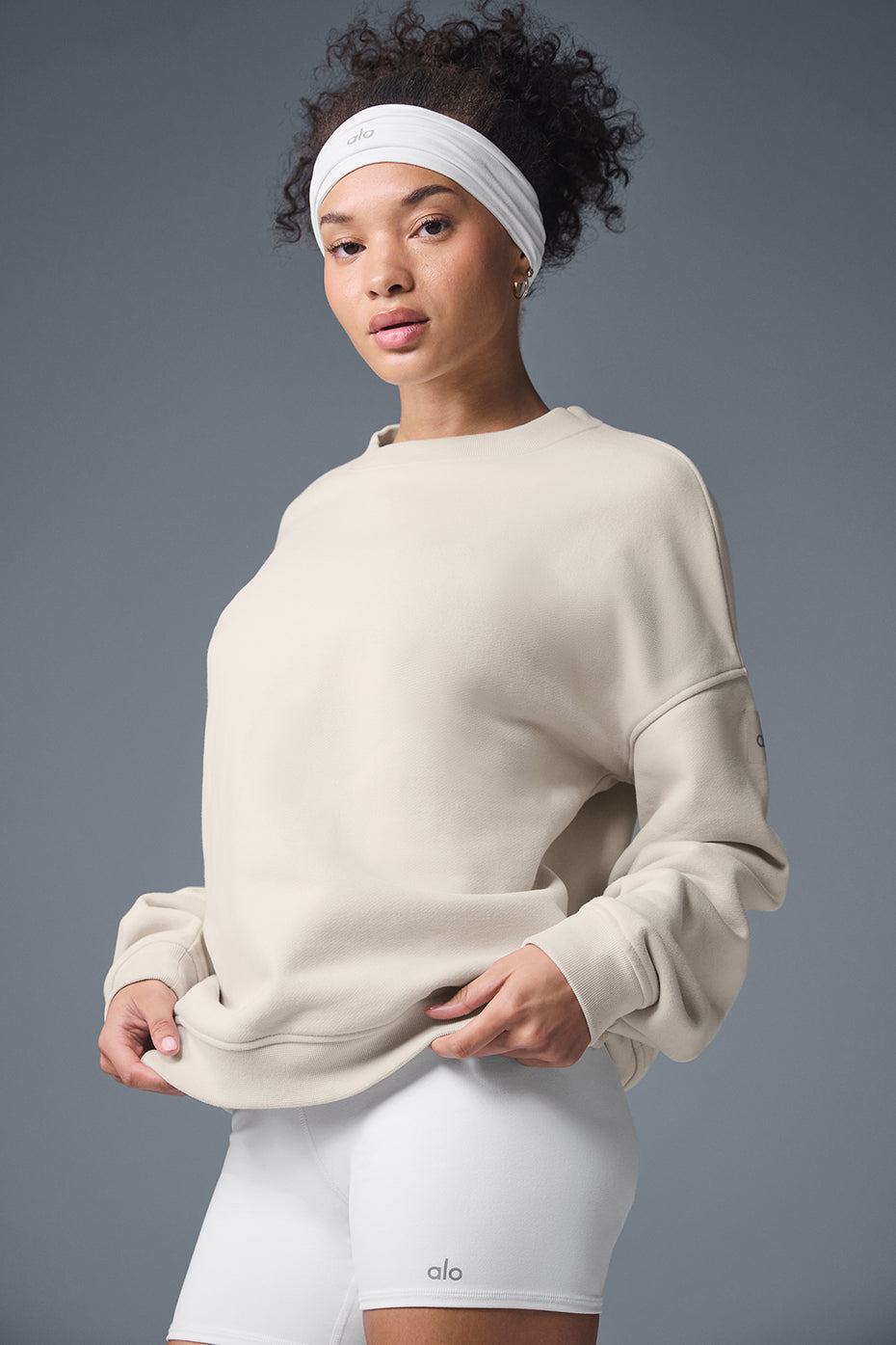 alo Renown Heavy Weight Crew Neck Pullover - Bone