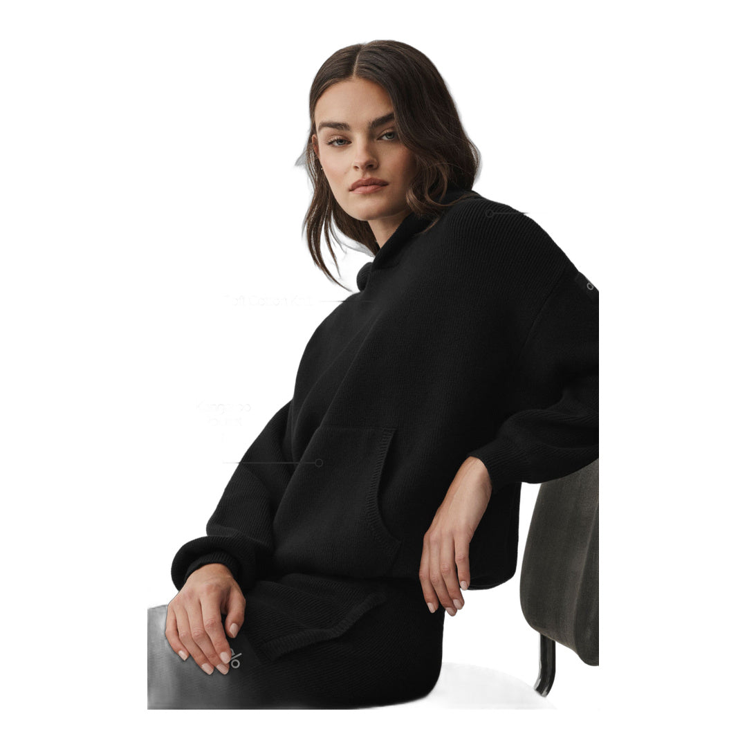 alo Scholar Hooded Sweater - Black