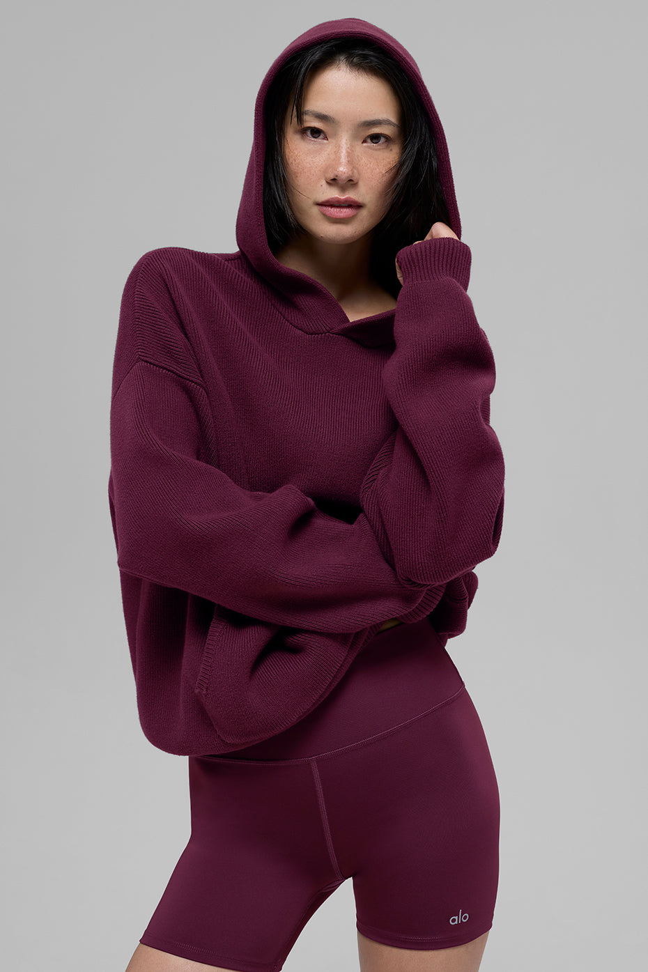 alo Scholar Hooded Sweater - Burgundy