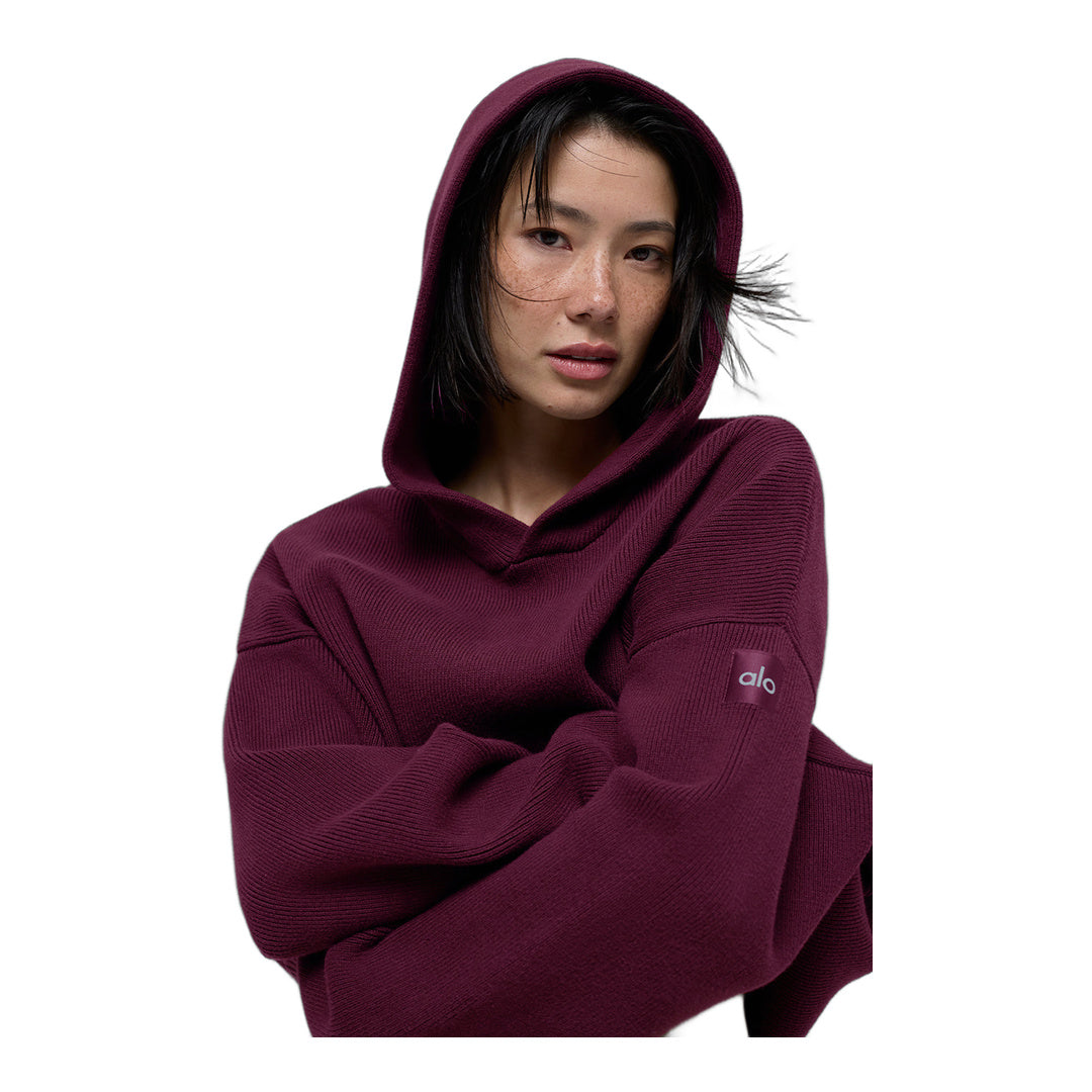 alo Scholar Hooded Sweater - Burgundy