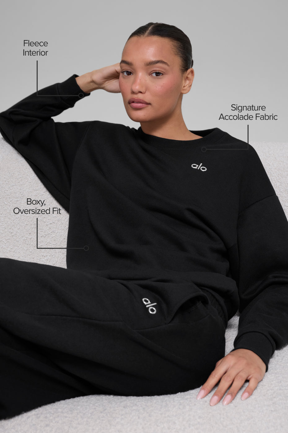 alo Accolade Crew Neck Pullover - Black