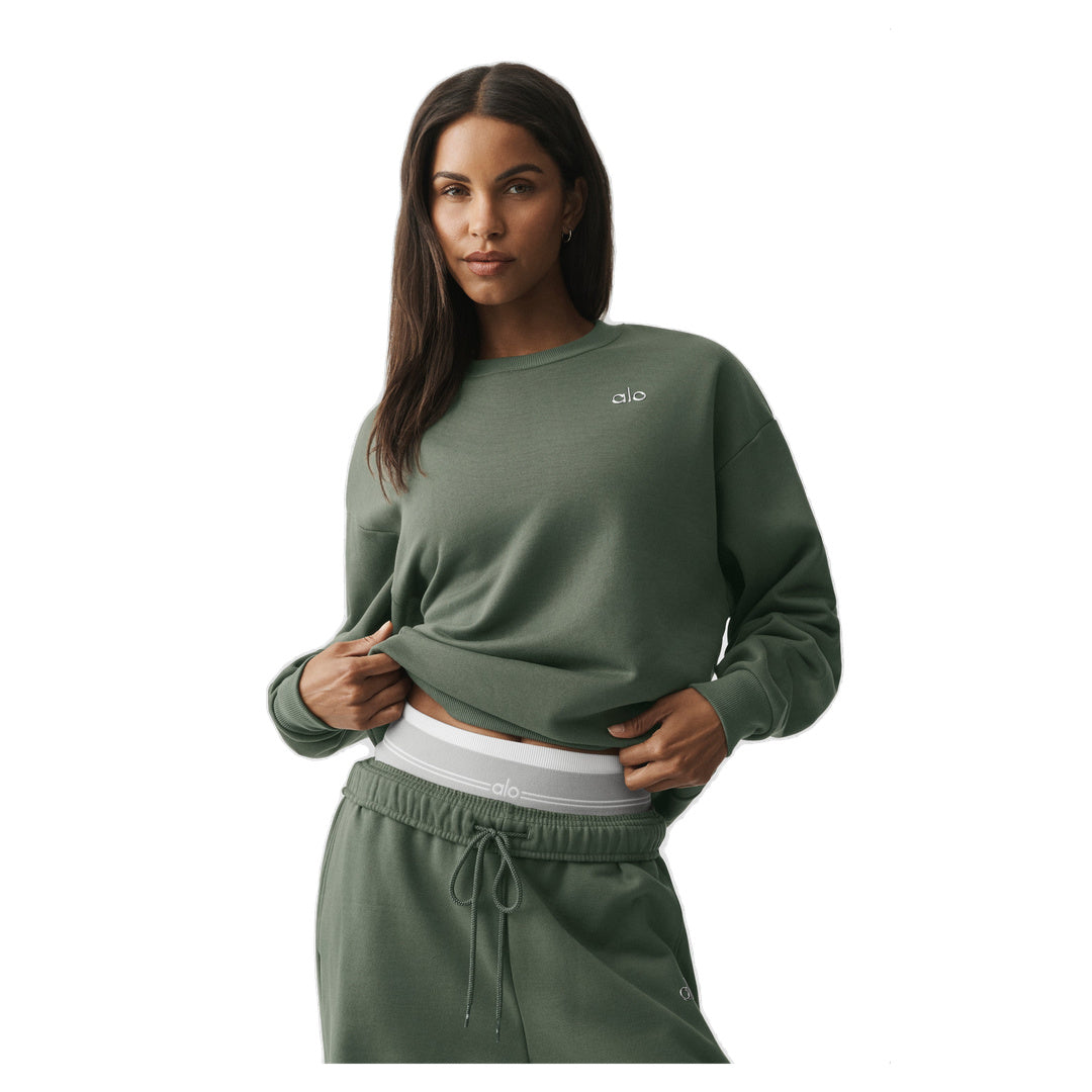 ALO Accolade Crew Neck Pullover - Bamboo Green