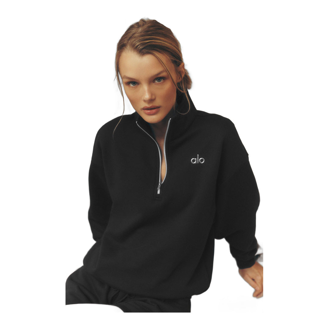 alo Accolade 1/4 Zip Pullover - Black