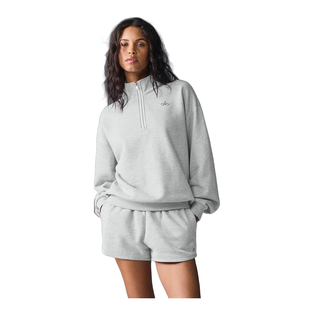 alo Accolade 1/4 Zip Pullover - Athletic Heather Grey