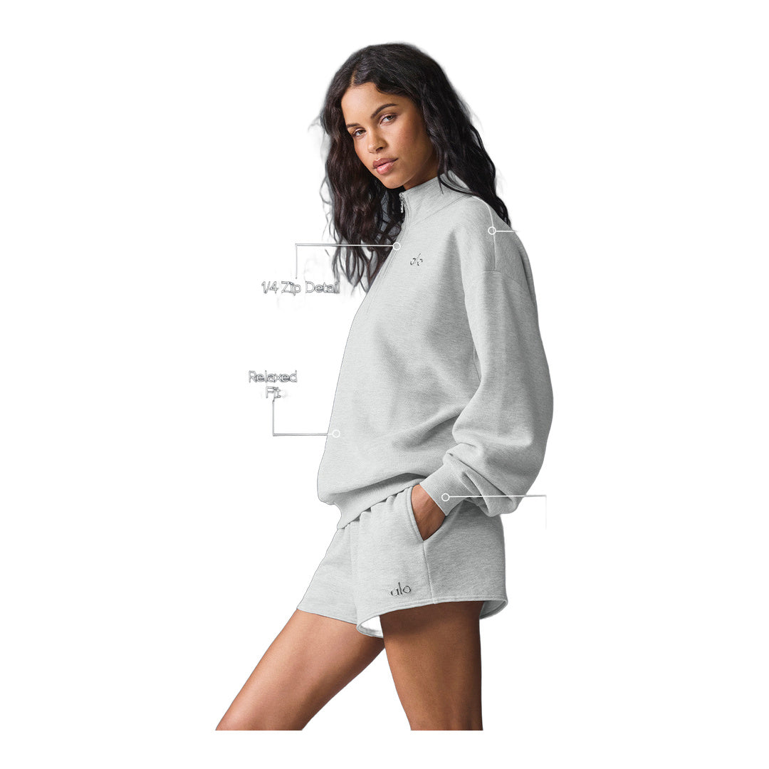 alo Accolade 1/4 Zip Pullover - Athletic Heather Grey