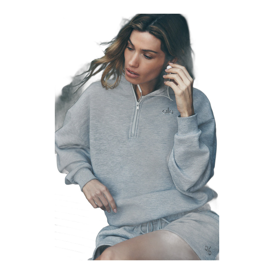 alo Accolade 1/4 Zip Pullover - Athletic Heather Grey