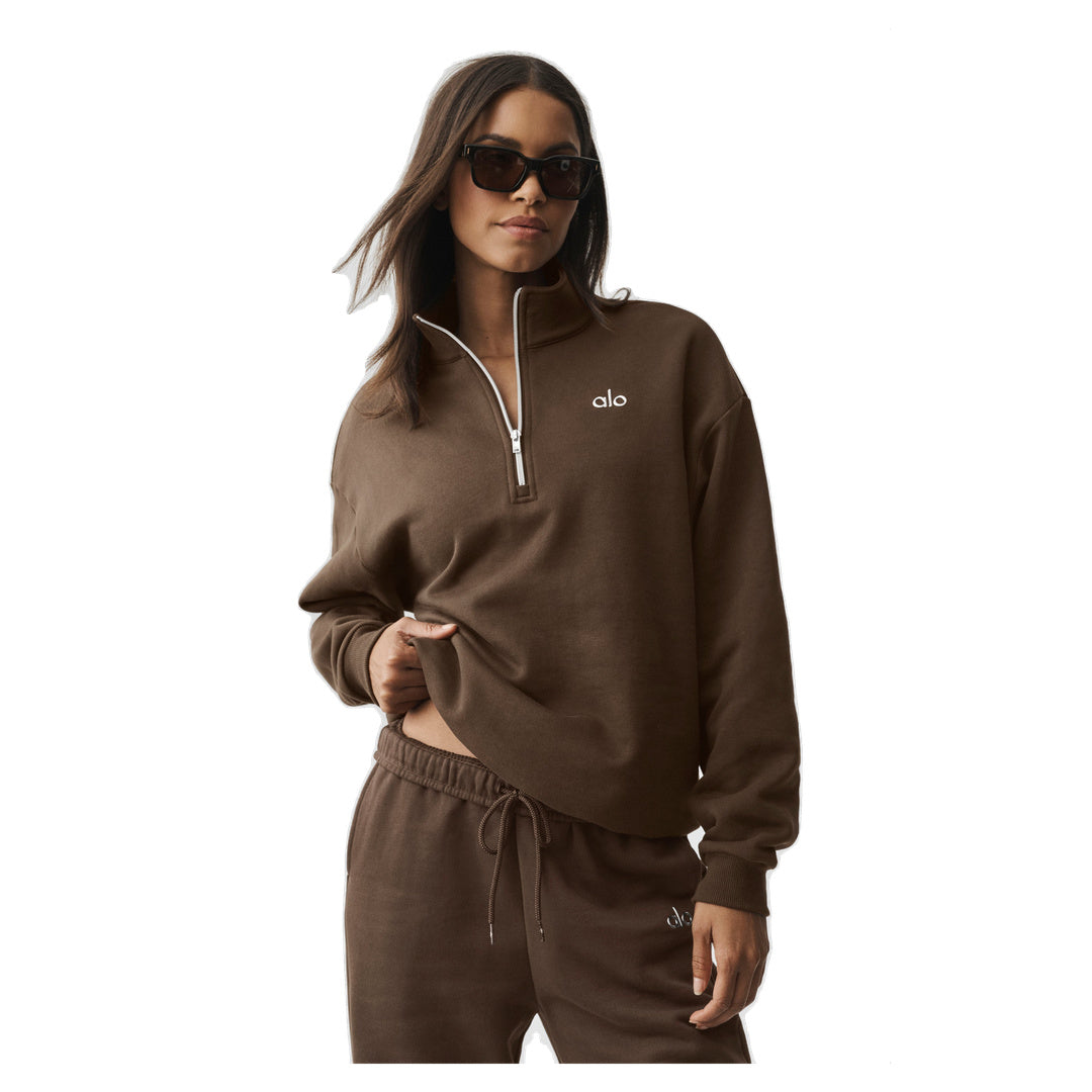 ALO Accolade 1/4 Zip Pullover - Espresso