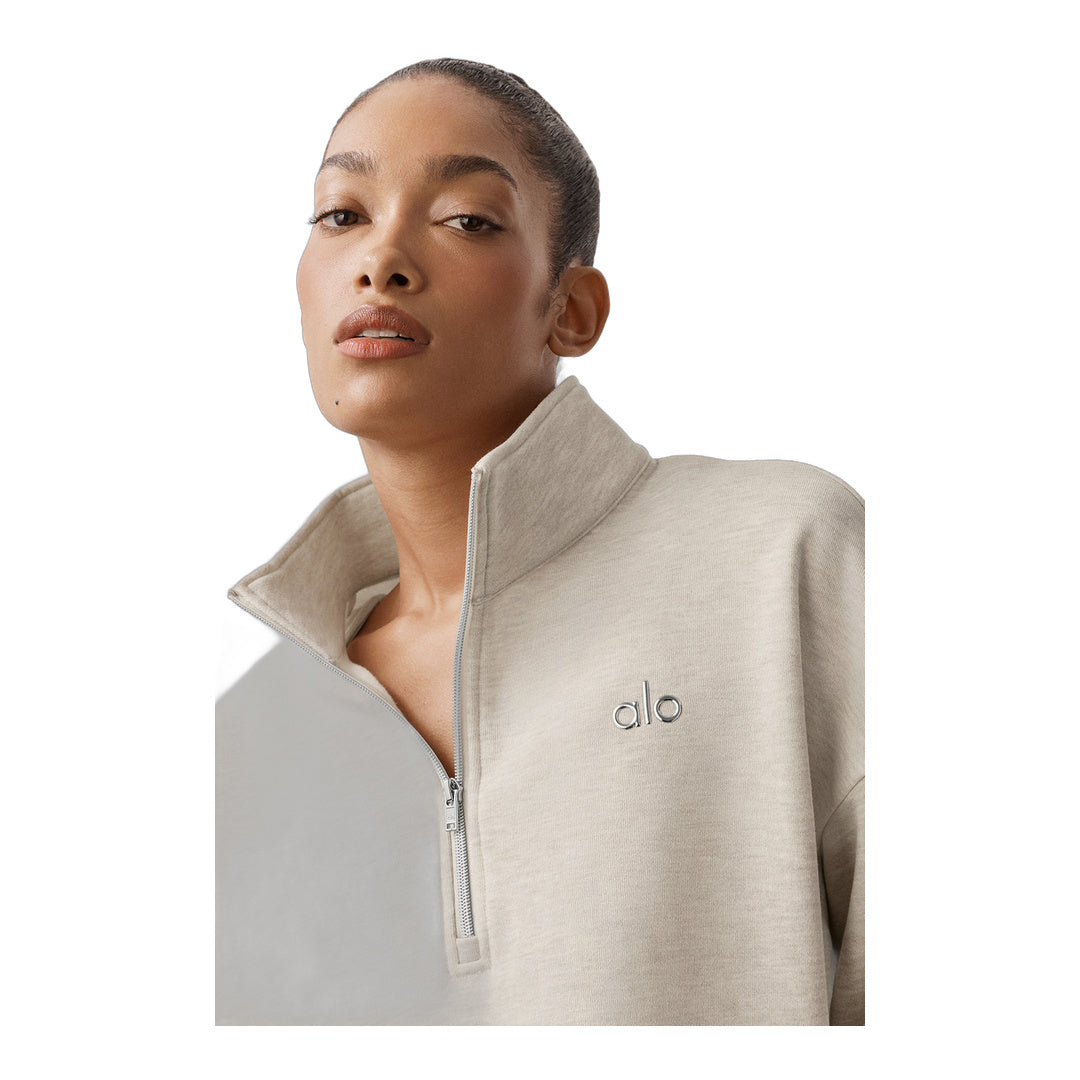 alo Accolade 1/4 Zip Pullover - Oatmeal Heather