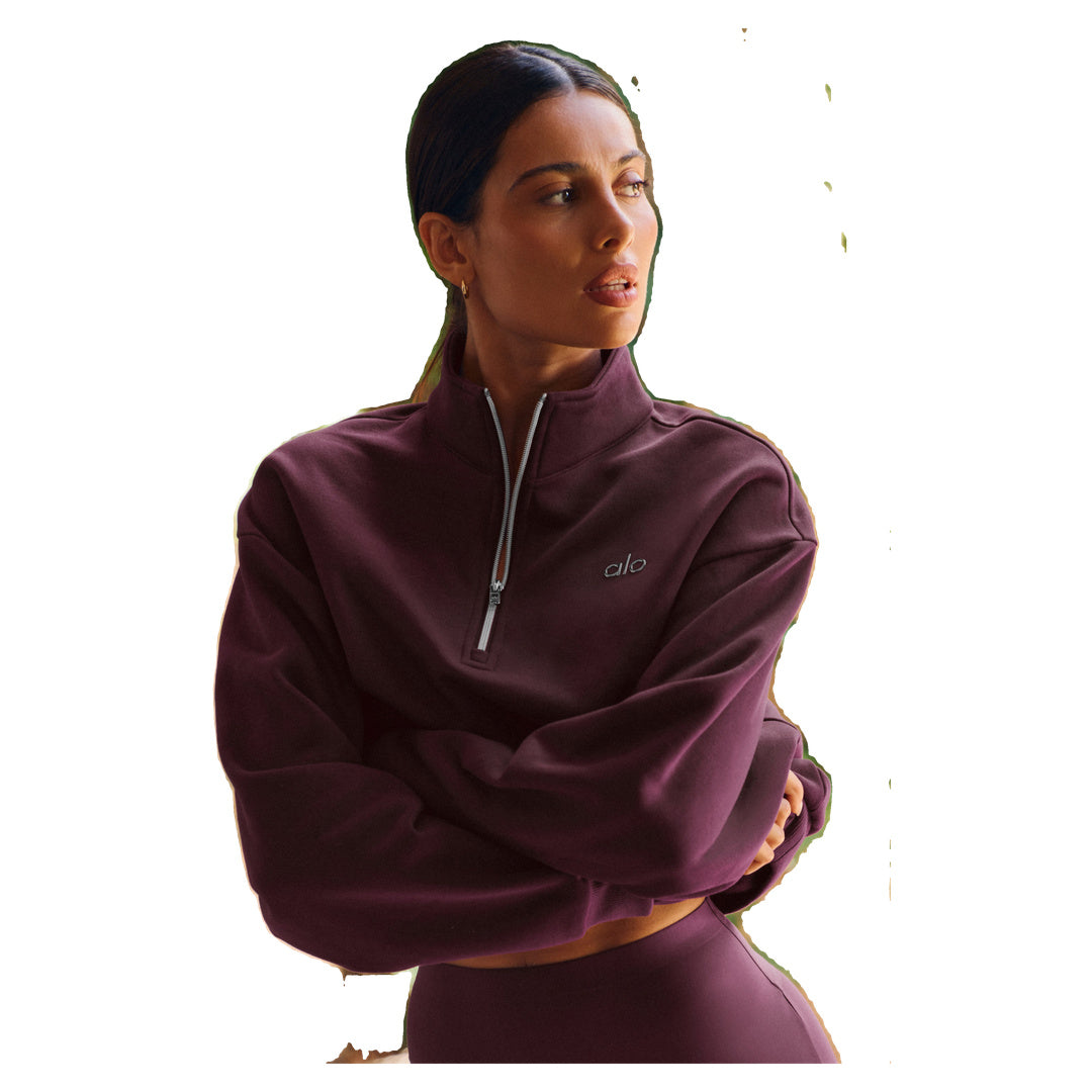 ALO Accolade 1/4 Zip Pullover - Rich Bordeaux