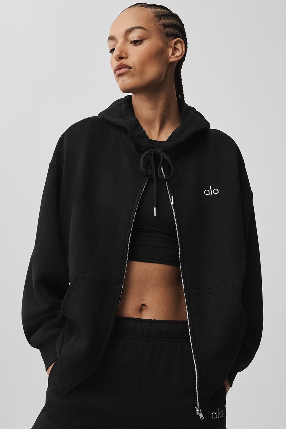 alo Accolade Full Zip Hoodie - Black