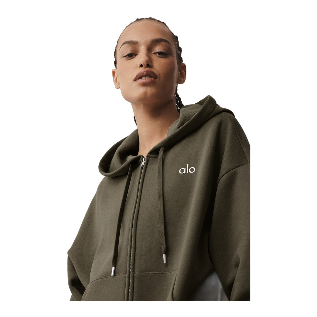 alo Accolade Full Zip Hoodie - Olive Tree