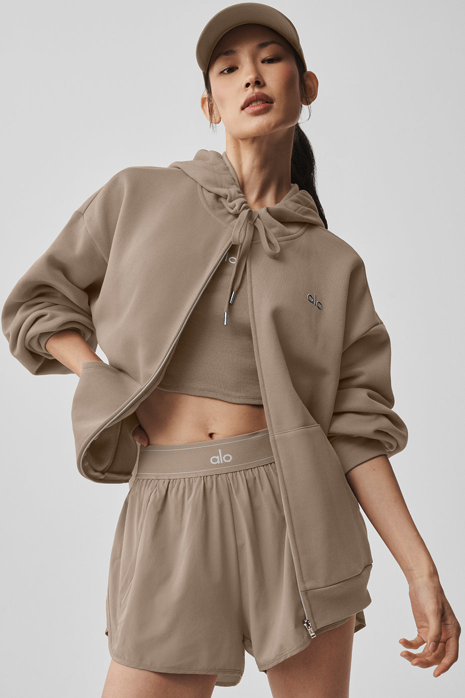 alo Accolade Full Zip Hoodie - Gravel