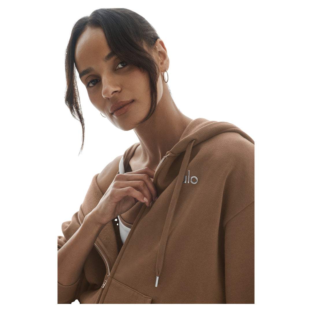 ALO Accolade Full Zip Hoodie - Java Brown