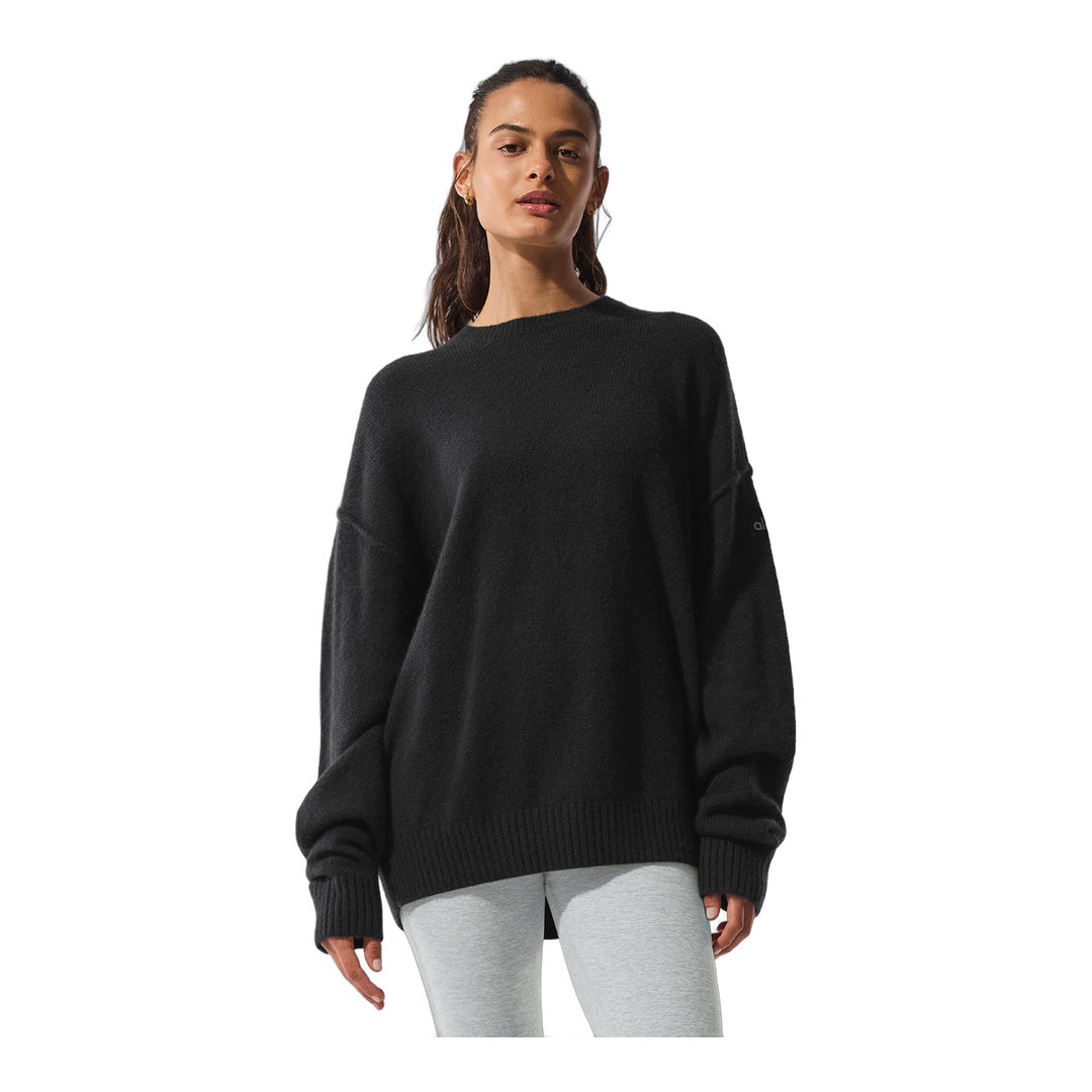 alo Unisex Wool Cashmere New Class Crewneck Sweater - Black