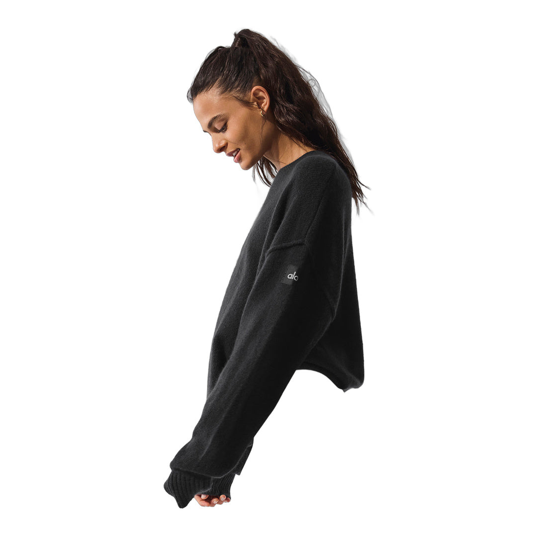 alo Unisex Wool Cashmere New Class Crewneck Sweater - Black