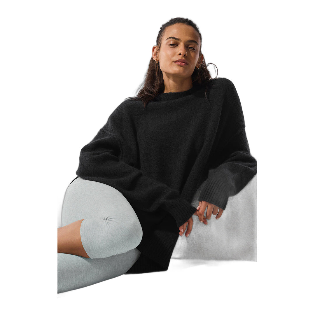 alo Unisex Wool Cashmere New Class Crewneck Sweater - Black