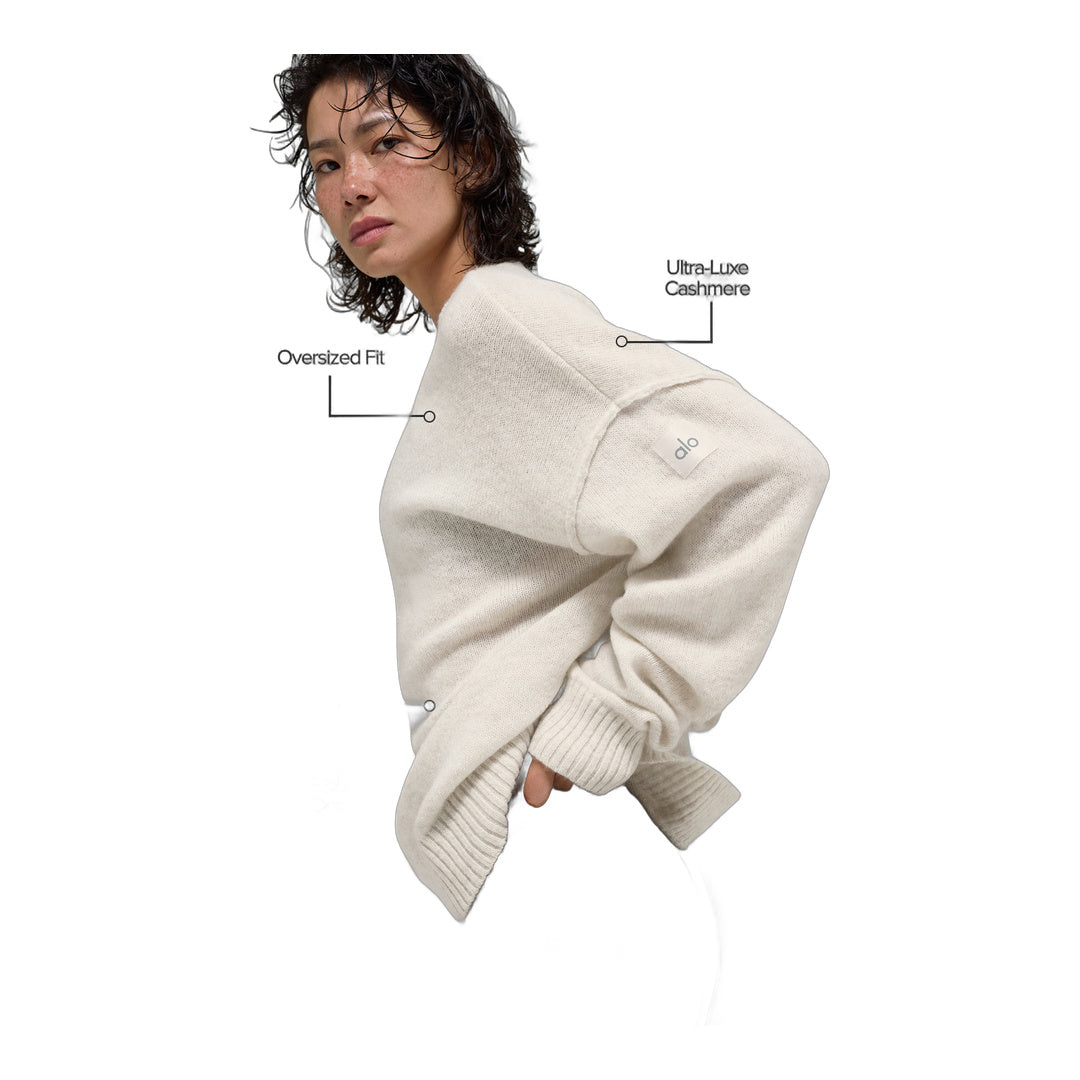 alo Unisex Wool Cashmere New Class Crewneck Sweater - Bone Heather