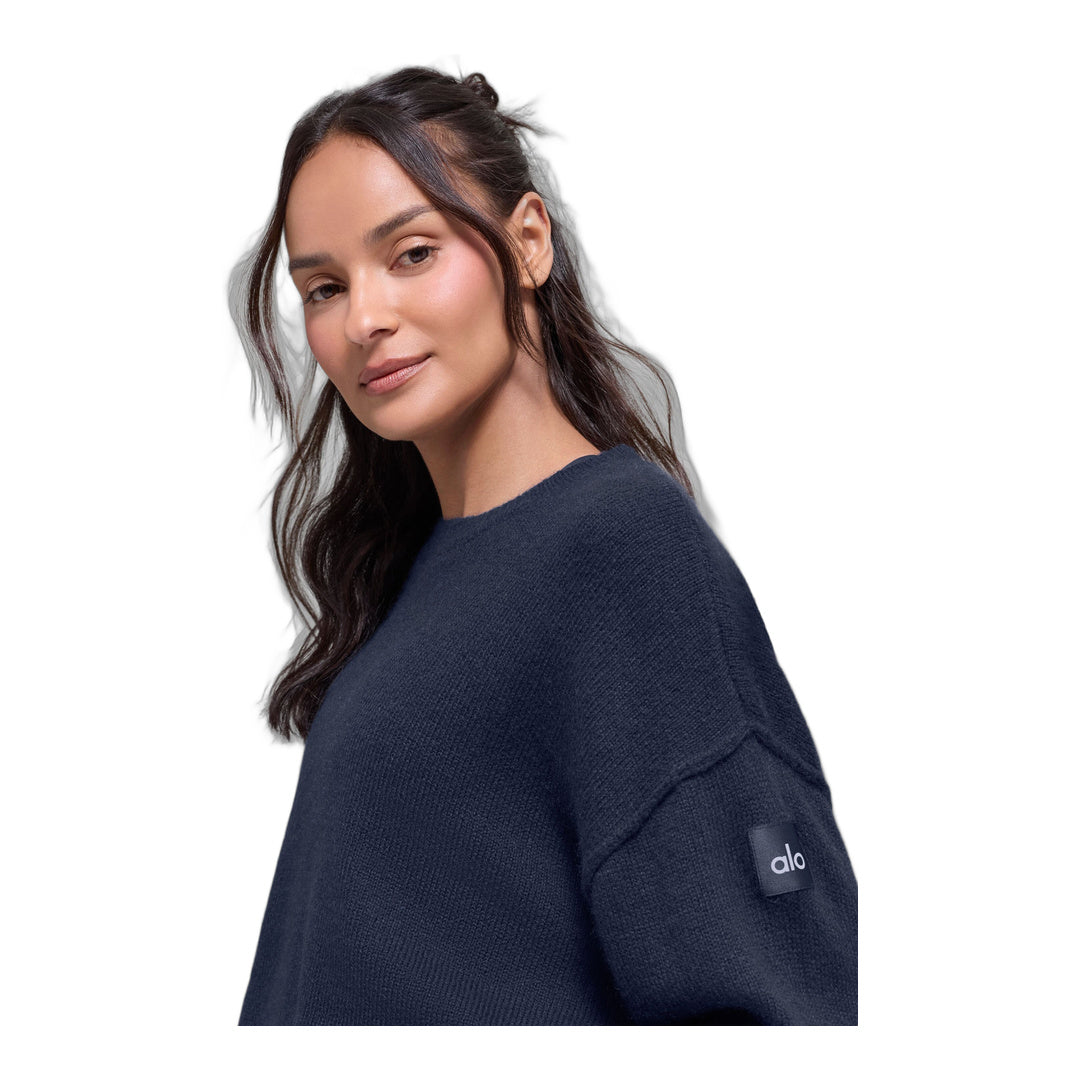 alo Unisex Wool Cashmere New Class Crewneck Sweater - Navy