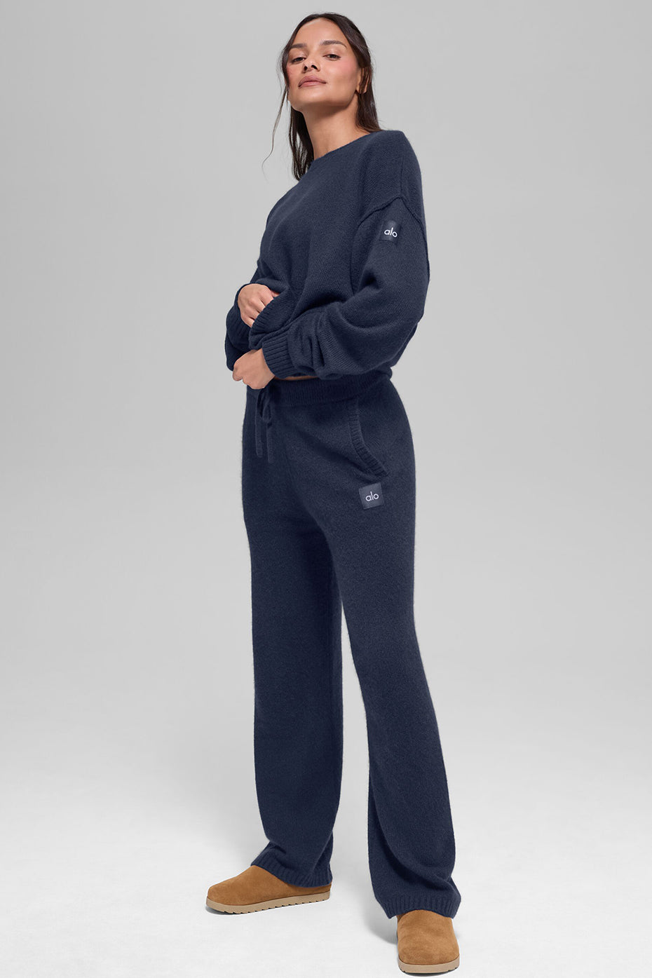 alo Unisex Wool Cashmere New Class Crewneck Sweater - Navy
