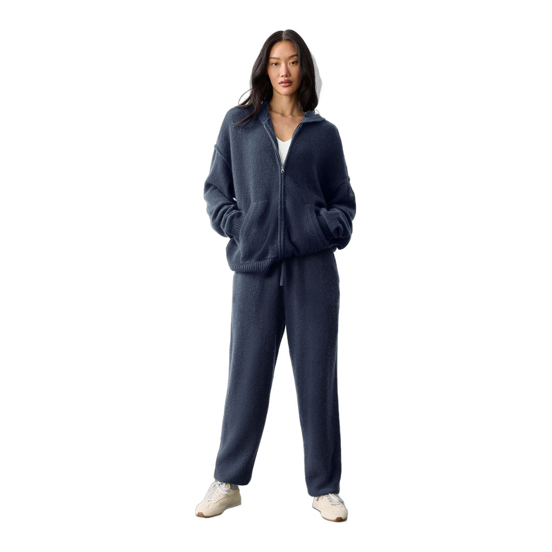 alo Wool Cashmere New Class Full Zip Hoodie - Navy