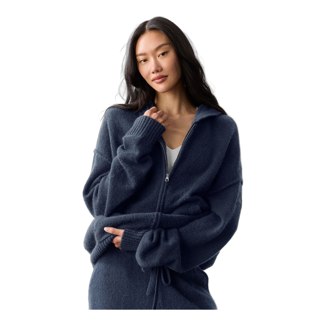 alo Wool Cashmere New Class Full Zip Hoodie - Navy