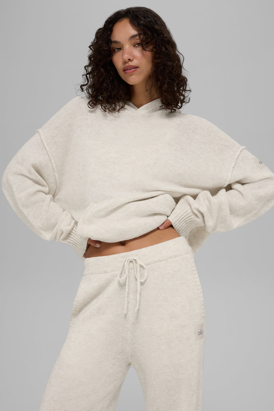 alo Wool Cashmere New Class Hoodie - Bone Heather