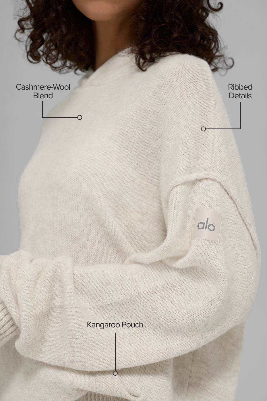 alo Wool Cashmere New Class Hoodie - Bone Heather