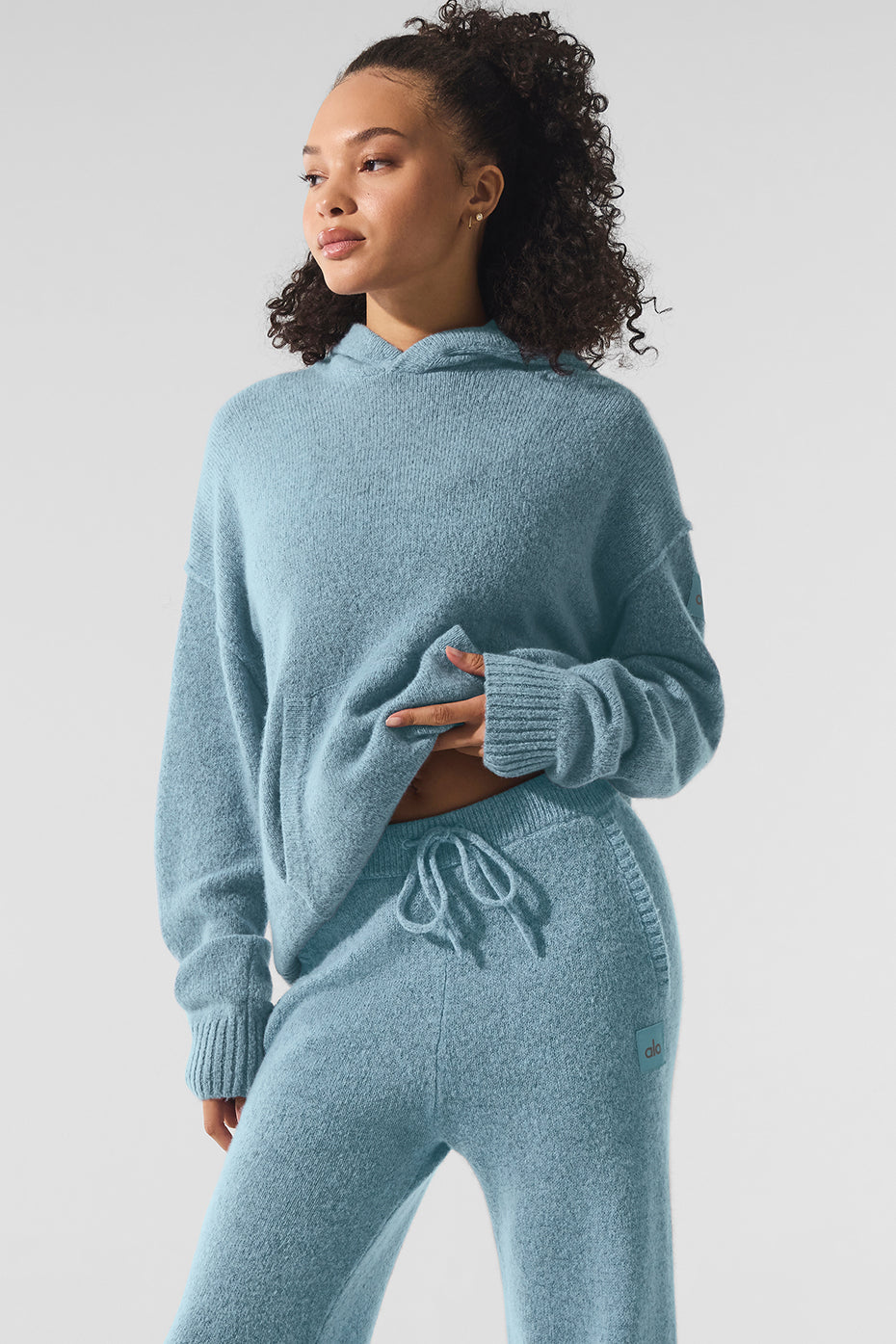 alo Wool Cashmere New Class Hoodie - Celestial Blue Granite Heather