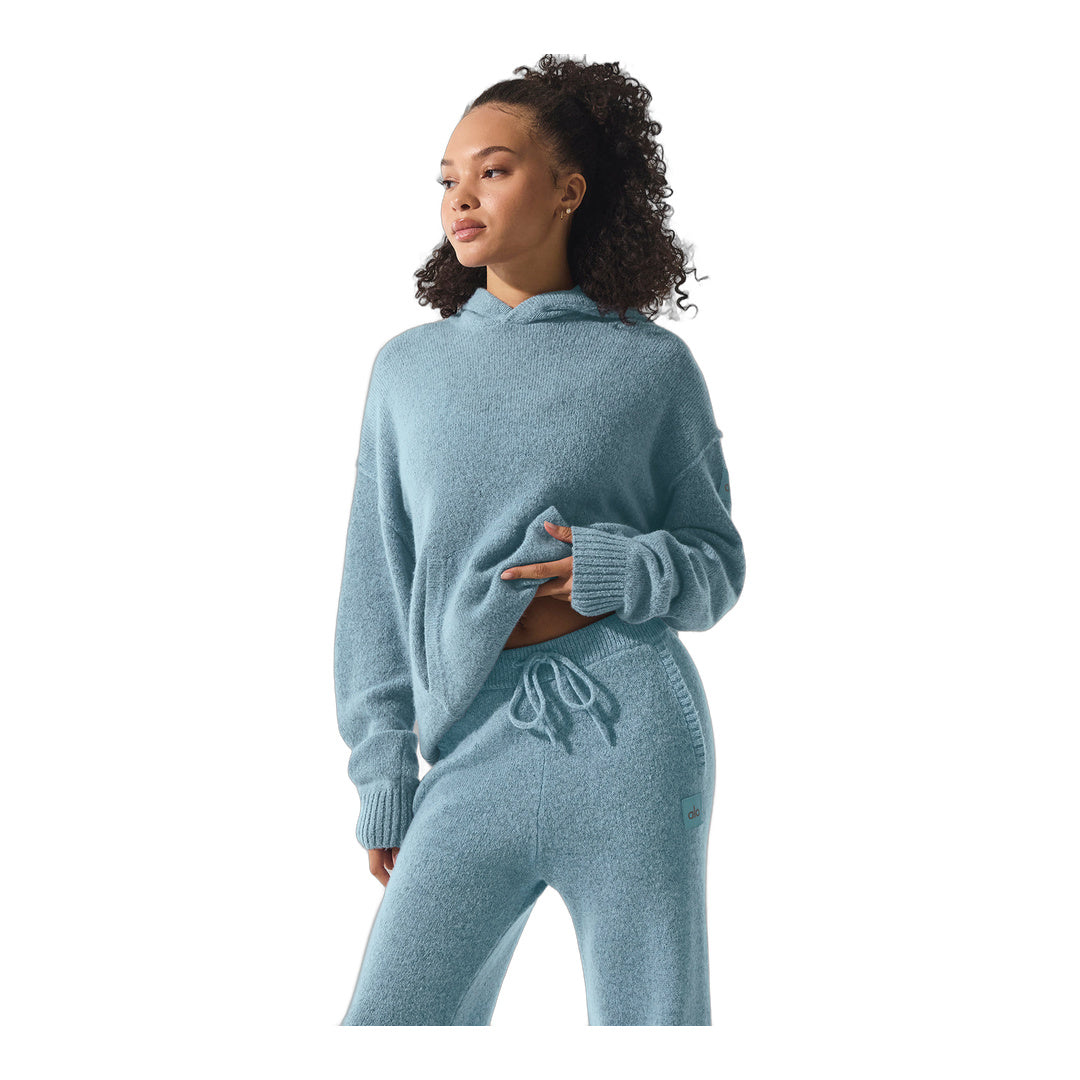 alo Wool Cashmere New Class Hoodie - Celestial Blue Granite Heather