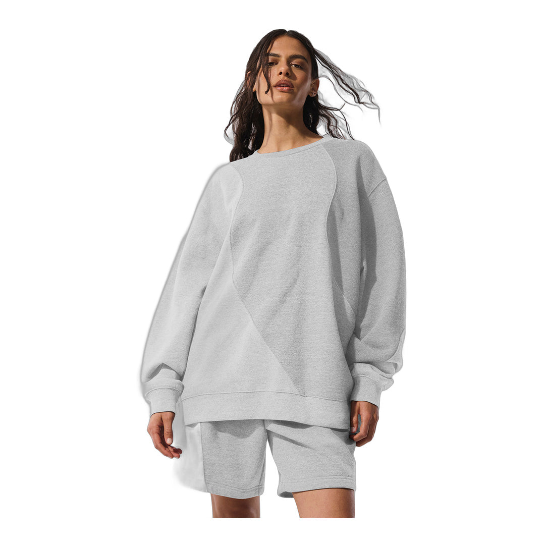 alo Make Waves Crew Neck Pullover - Athletic Heather Grey Tonal