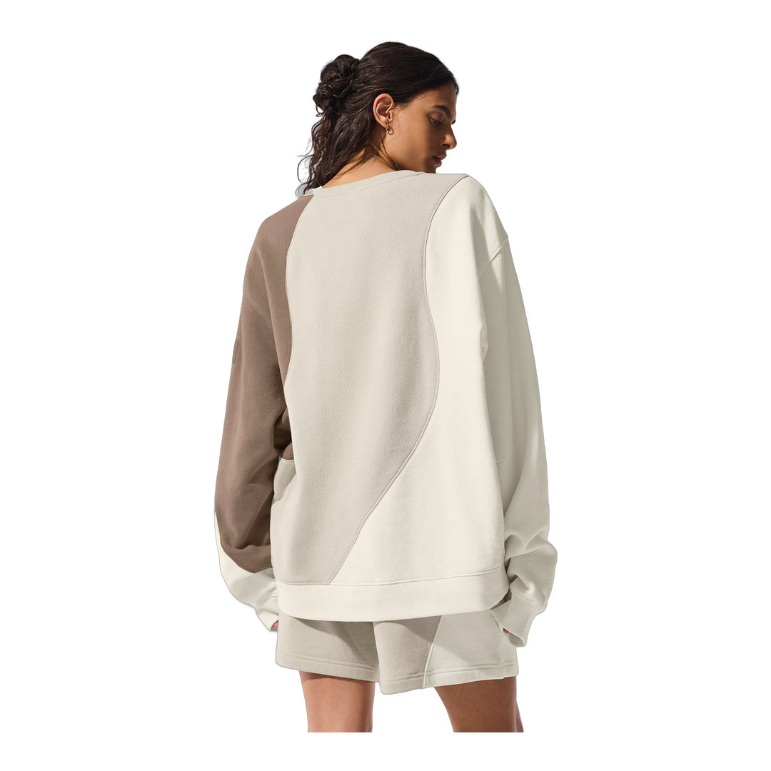 alo Make Waves Crew Neck Pullover - Ivory/Bone/Gravel