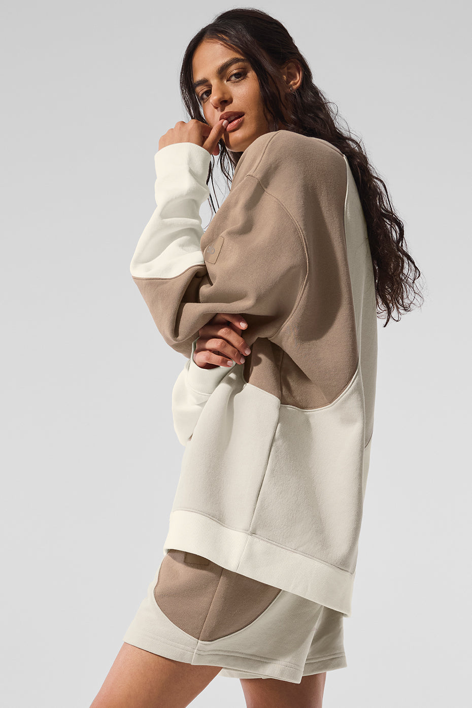 alo Make Waves Crew Neck Pullover - Ivory/Bone/Gravel