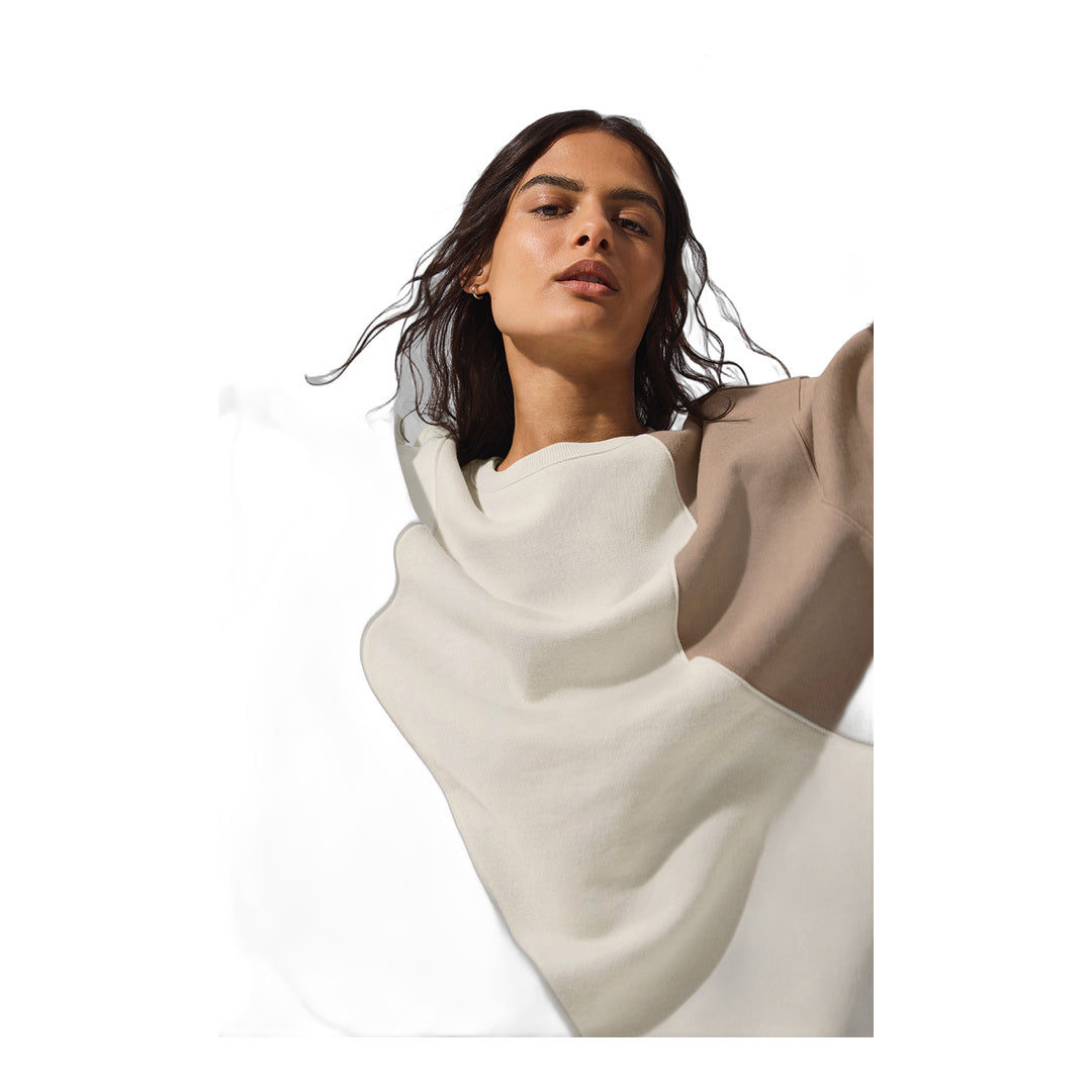 alo Make Waves Crew Neck Pullover - Ivory/Bone/Gravel