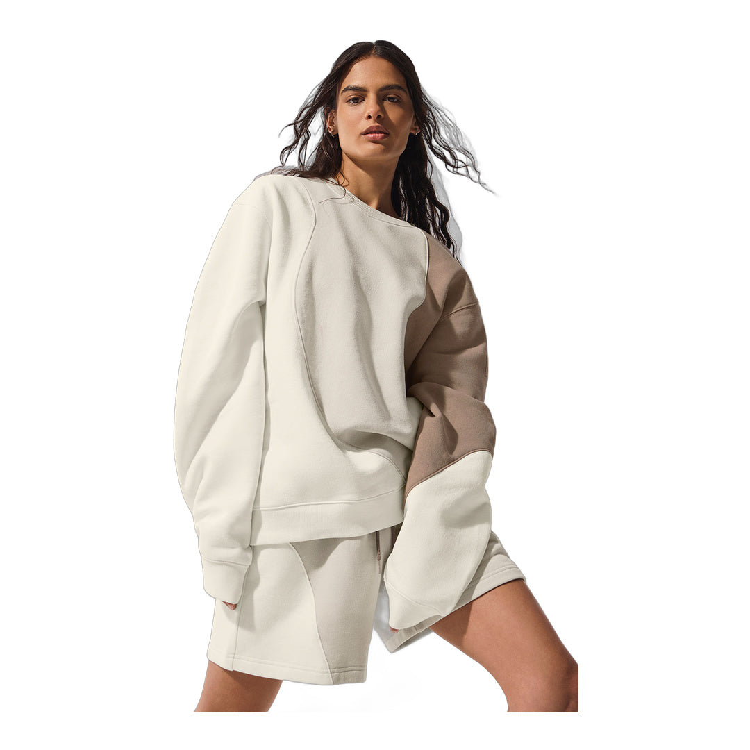 alo Make Waves Crew Neck Pullover - Ivory/Bone/Gravel