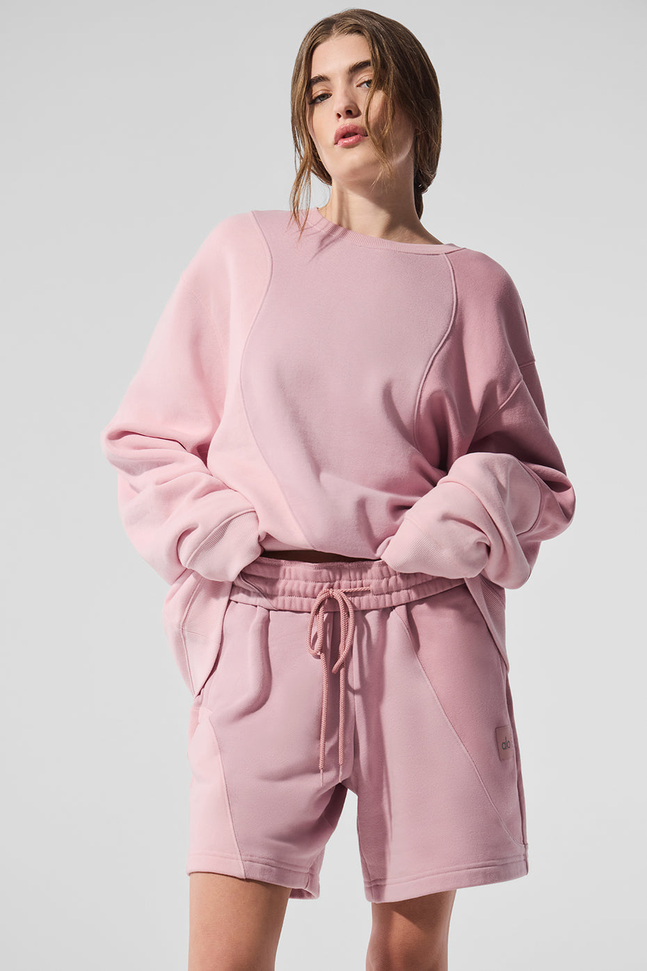 alo Make Waves Crew Neck Pullover - Sunset Pink Tonal
