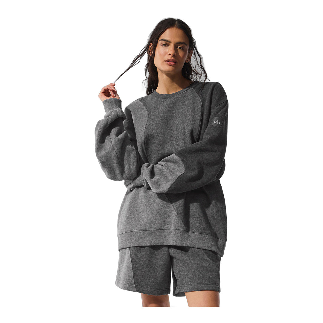 alo Make Waves Crew Neck Pullover - Dark Heather Grey Tonal
