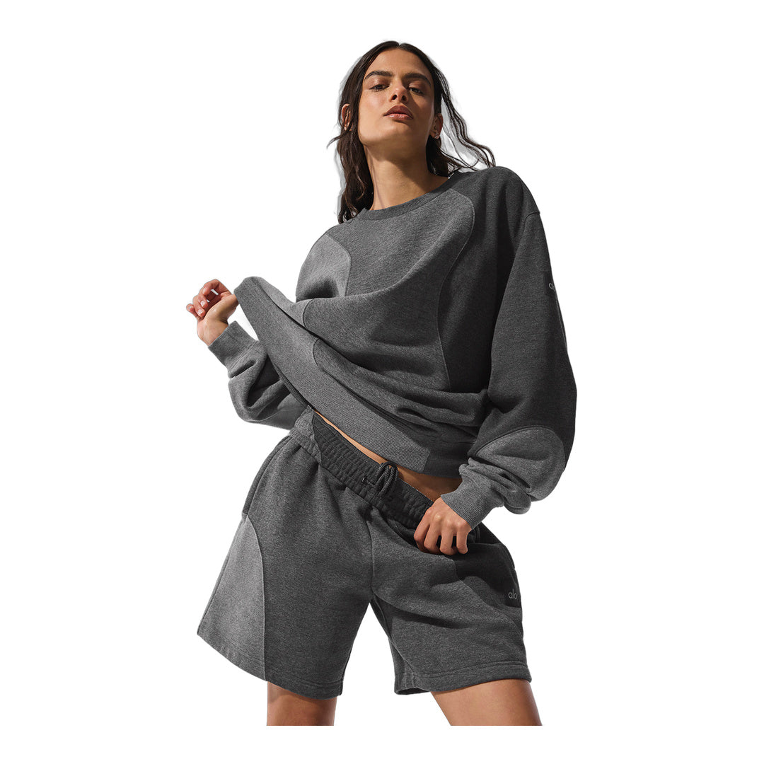 alo Make Waves Crew Neck Pullover - Dark Heather Grey Tonal